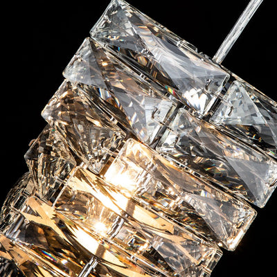 Modern Crystal Mini Pendant Chandelier, Single-Light, Adjustable Cable, Chrome Finish