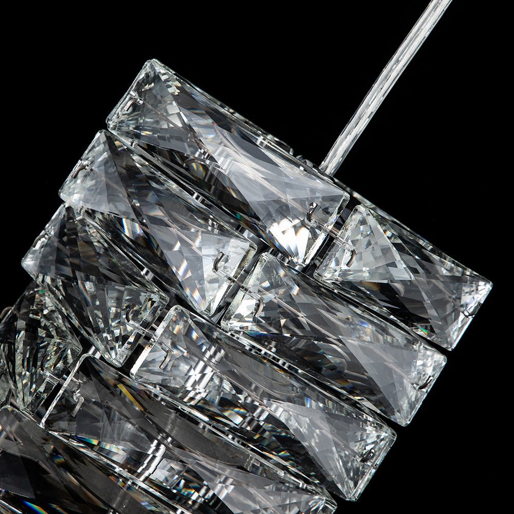 Modern Crystal Mini Pendant Chandelier, Single-Light, Adjustable Cable, Chrome Finish
