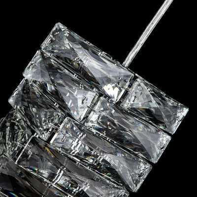 Modern Crystal Mini Pendant Chandelier, Single-Light, Adjustable Cable, Chrome Finish