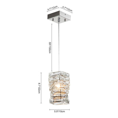Modern Crystal Mini Pendant Chandelier, Single-Light, Adjustable Cable, Chrome Finish