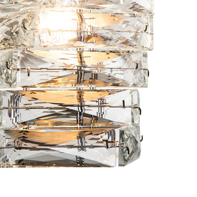 Modern Crystal Mini Pendant Chandelier, Single-Light, Adjustable Cable, Chrome Finish