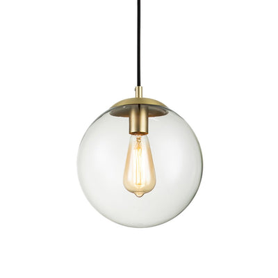 Modern Adjustable Single Light Glass Globe Pendant with Brushed Brass Finish