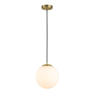 Modern Adjustable Single Light Glass Globe Pendant with Brushed Brass Finish