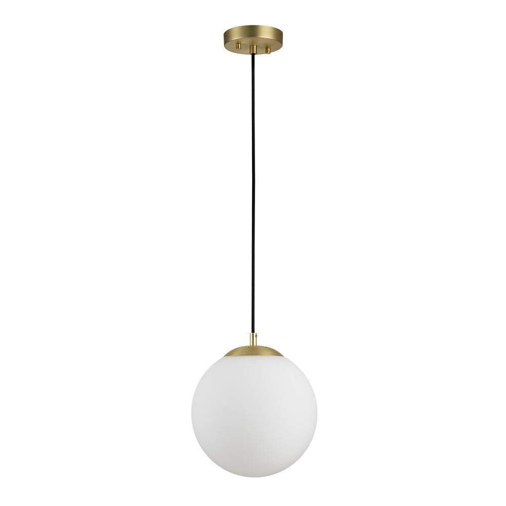 Modern Adjustable Single Light Glass Globe Pendant with Brushed Brass Finish