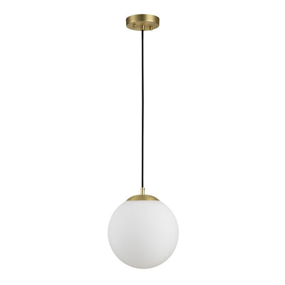 Modern Adjustable Single Light Glass Globe Pendant with Brushed Brass Finish