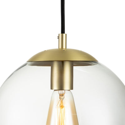 Modern Adjustable Single Light Glass Globe Pendant with Brushed Brass Finish