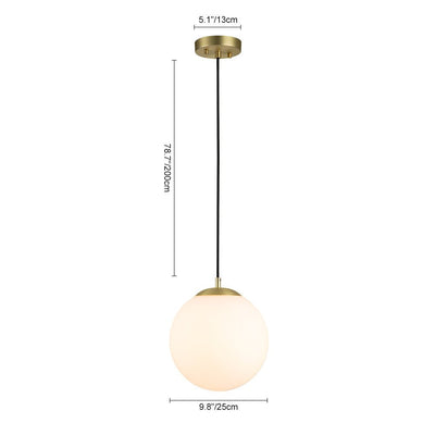 Modern Adjustable Single Light Glass Globe Pendant with Brushed Brass Finish