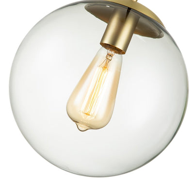 Modern Adjustable Single Light Glass Globe Pendant with Brushed Brass Finish