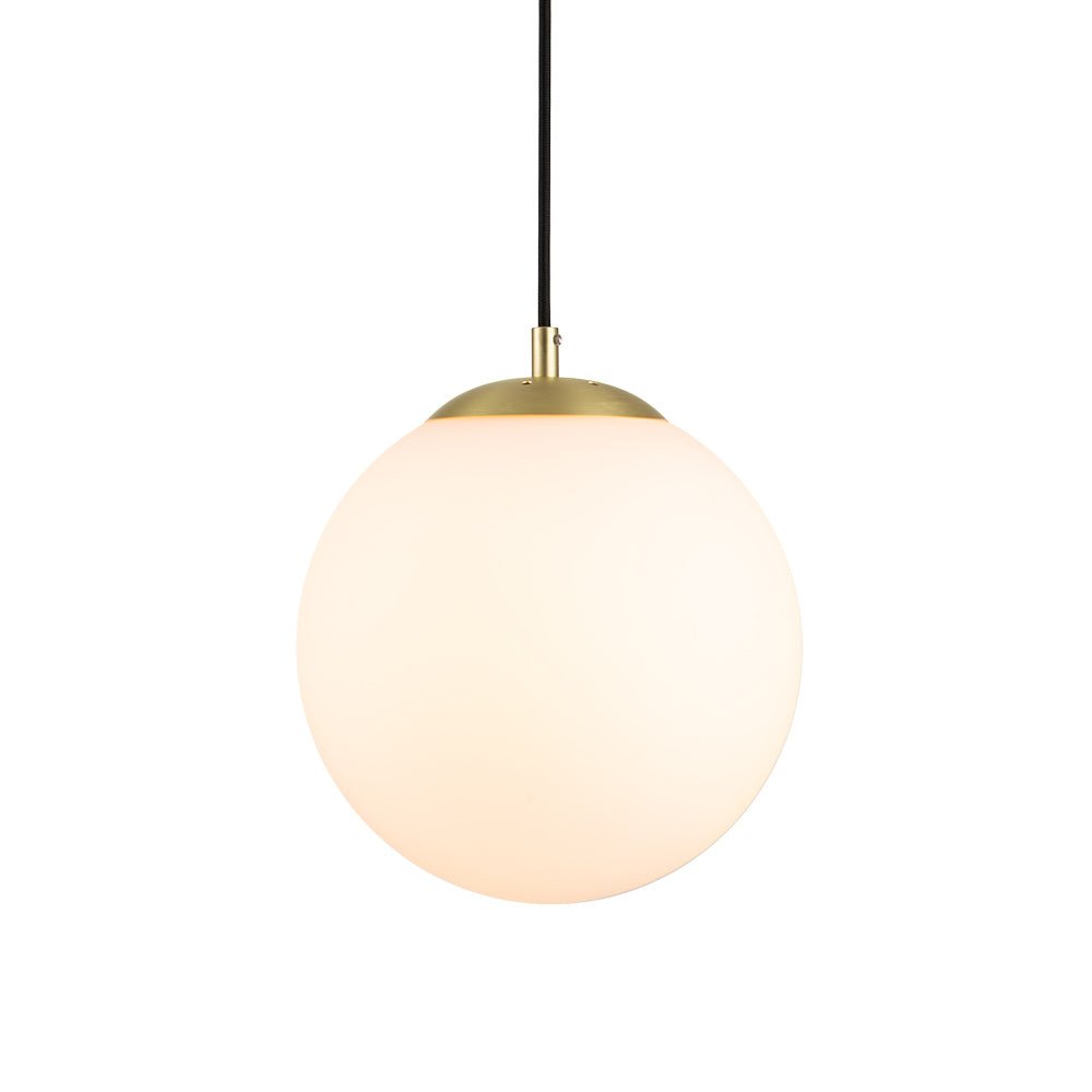 Modern Adjustable Single Light Glass Globe Pendant with Brushed Brass Finish