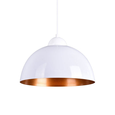 Modern Industrial Single-Light Hanging Dome Pendant Fixture, Adjustable Black/White Metal Lamp