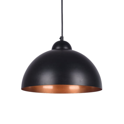 Modern Industrial Single-Light Hanging Dome Pendant Fixture, Adjustable Black/White Metal Lamp