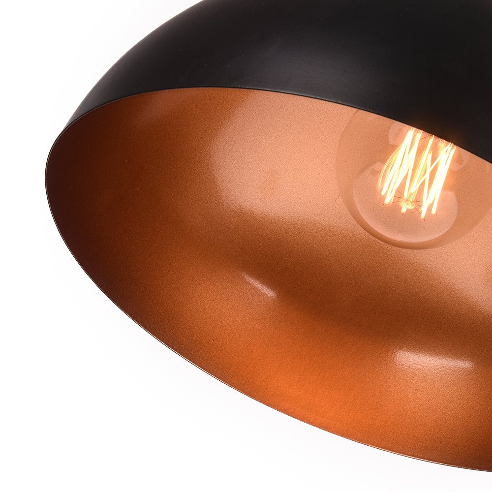 Modern Industrial Single-Light Hanging Dome Pendant Fixture, Adjustable Black/White Metal Lamp