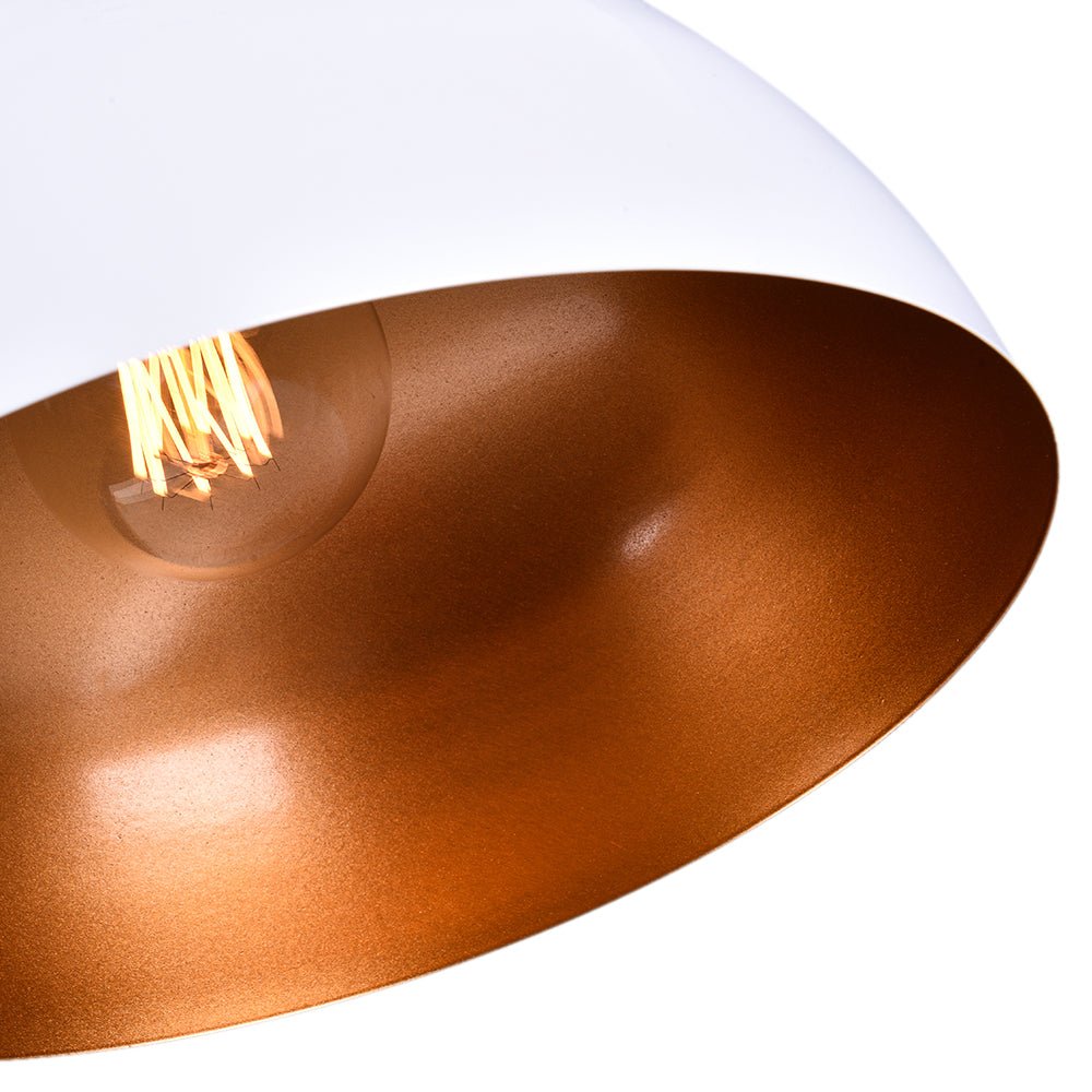 Modern Industrial Single-Light Hanging Dome Pendant Fixture, Adjustable Black/White Metal Lamp