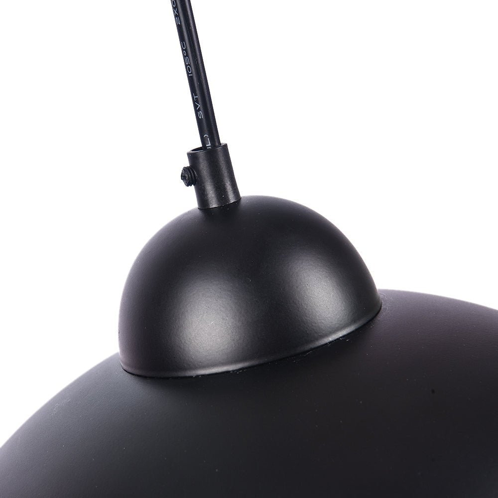 Modern Industrial Single-Light Hanging Dome Pendant Fixture, Adjustable Black/White Metal Lamp
