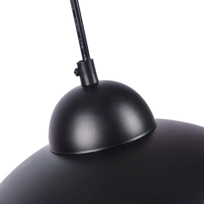 Modern Industrial Single-Light Hanging Dome Pendant Fixture, Adjustable Black/White Metal Lamp