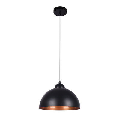 Modern Industrial Single-Light Hanging Dome Pendant Fixture, Adjustable Black/White Metal Lamp