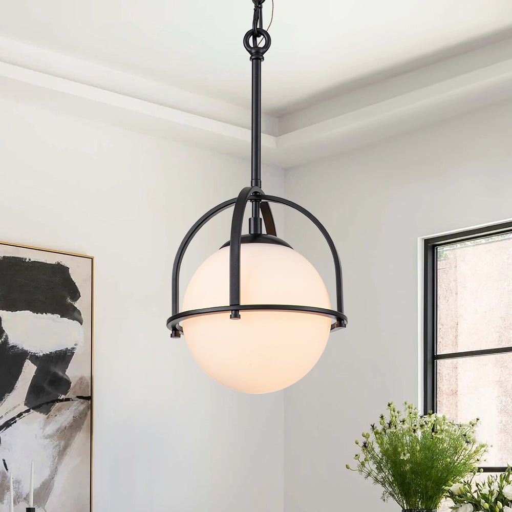 Modern Adjustable Single Light Opal Glass Globe Mini Pendant for Ceiling Mount