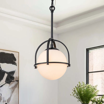 Modern Adjustable Single Light Opal Glass Globe Mini Pendant for Ceiling Mount