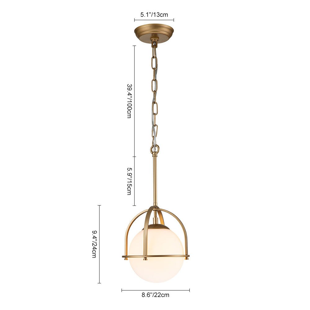 Modern Adjustable Single Light Opal Glass Globe Mini Pendant for Ceiling Mount