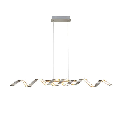 Modern Spiral LED Wavy Pendant Light for Kitchen Island, Dimmable, Height-Adjustable, Nickel/Black
