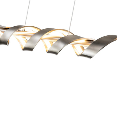 Modern Spiral LED Wavy Pendant Light for Kitchen Island, Dimmable, Height-Adjustable, Nickel/Black