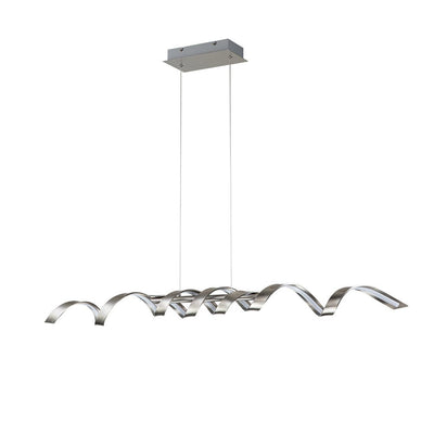 Modern Spiral LED Wavy Pendant Light for Kitchen Island, Dimmable, Height-Adjustable, Nickel/Black