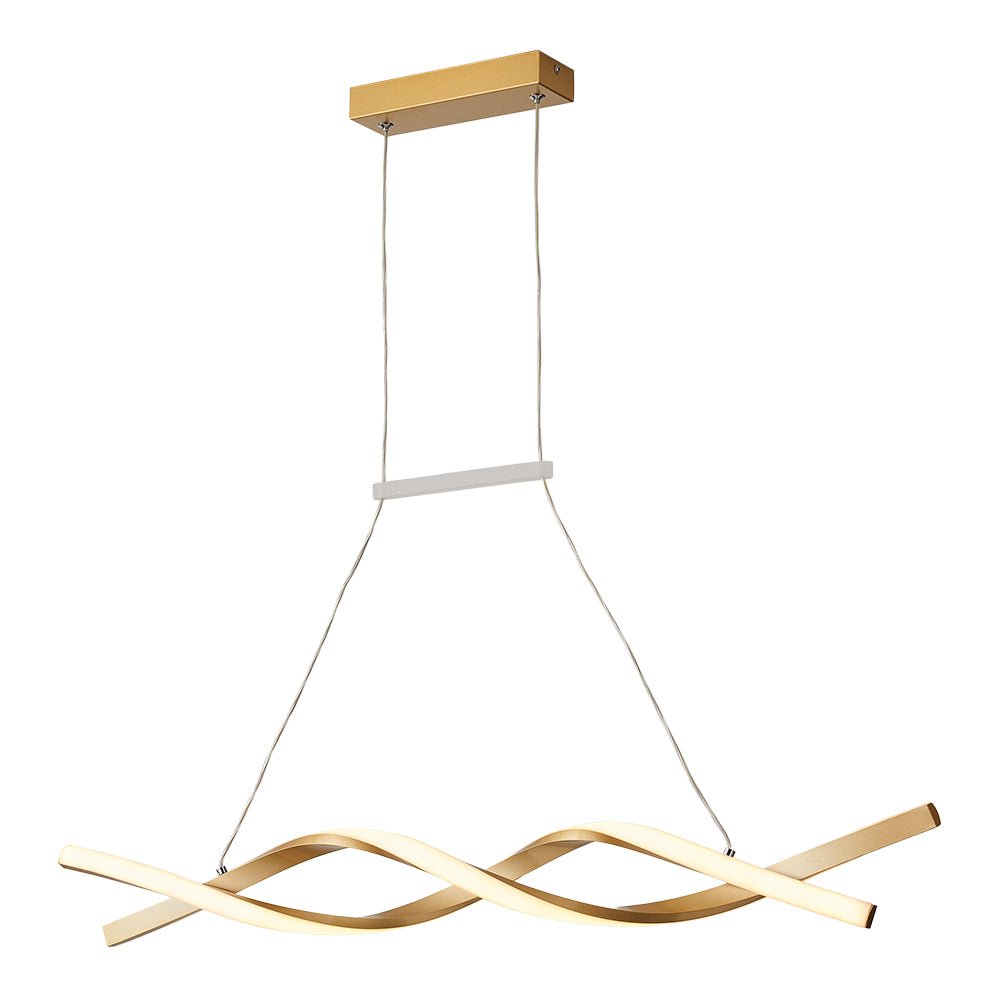 Modern DNA Double Helix Dimmable LED Pendant Light Fixture, Elegant Gold/Black Finish