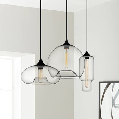 Modern 3-Light Cluster Geometric Glass Pendant Lighting for Kitchen Dining Area