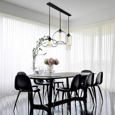 Modern 3-Light Cluster Geometric Glass Pendant Lighting for Kitchen Dining Area