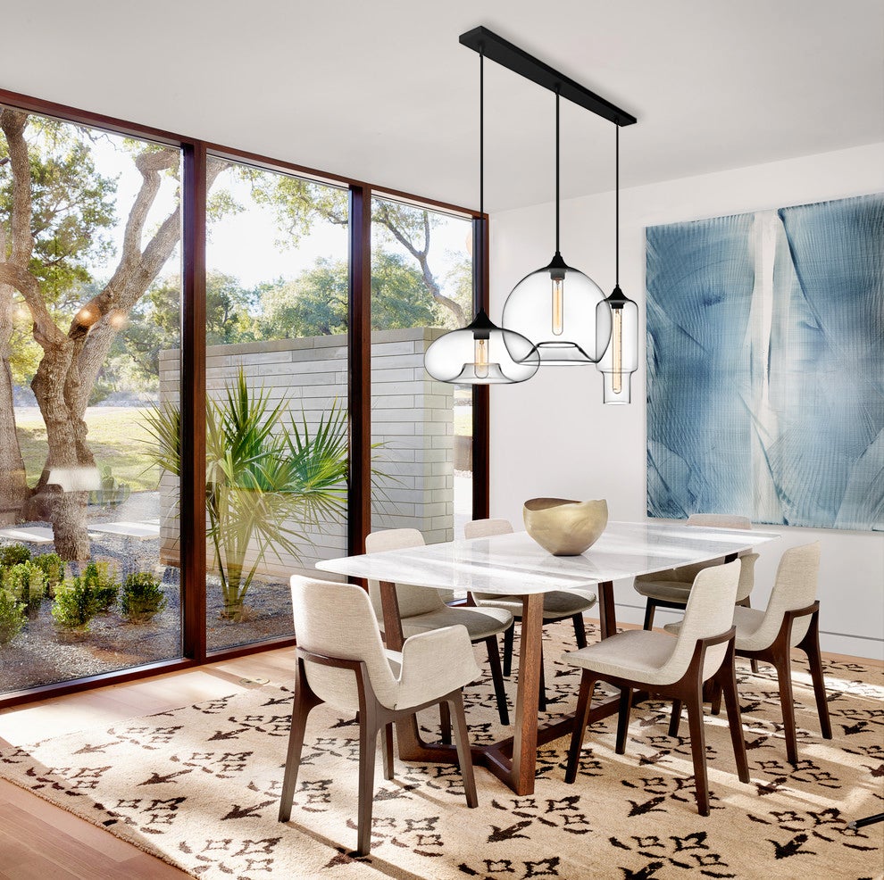 Modern 3-Light Cluster Geometric Glass Pendant Lighting for Kitchen Dining Area