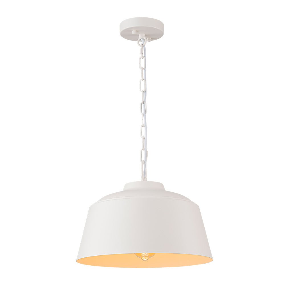 Modern Scandinavian 1-Light Matte White Metal Hanging Pendant Fixture Lighting