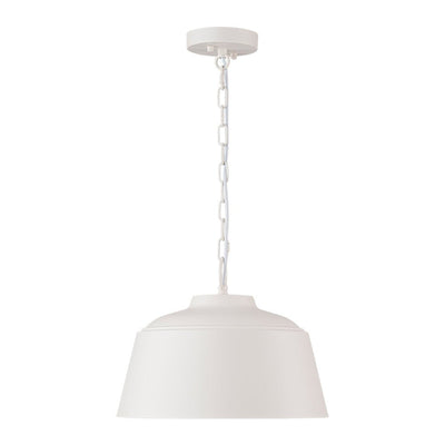 Modern Scandinavian 1-Light Matte White Metal Hanging Pendant Fixture Lighting