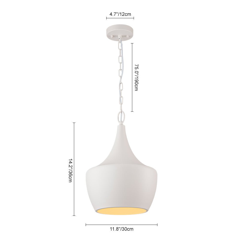 Modern Scandinavian 1-Light Matte White Metal Hanging Pendant Fixture Lighting