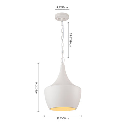 Modern Scandinavian 1-Light Matte White Metal Hanging Pendant Fixture Lighting