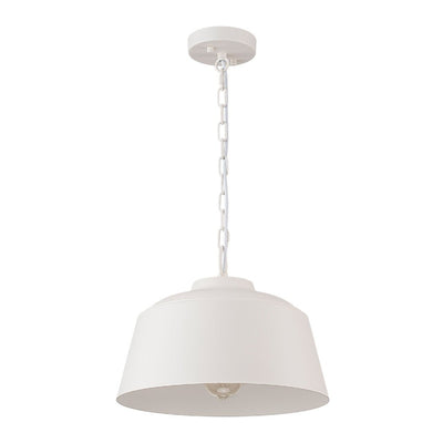 Modern Scandinavian 1-Light Matte White Metal Hanging Pendant Fixture Lighting