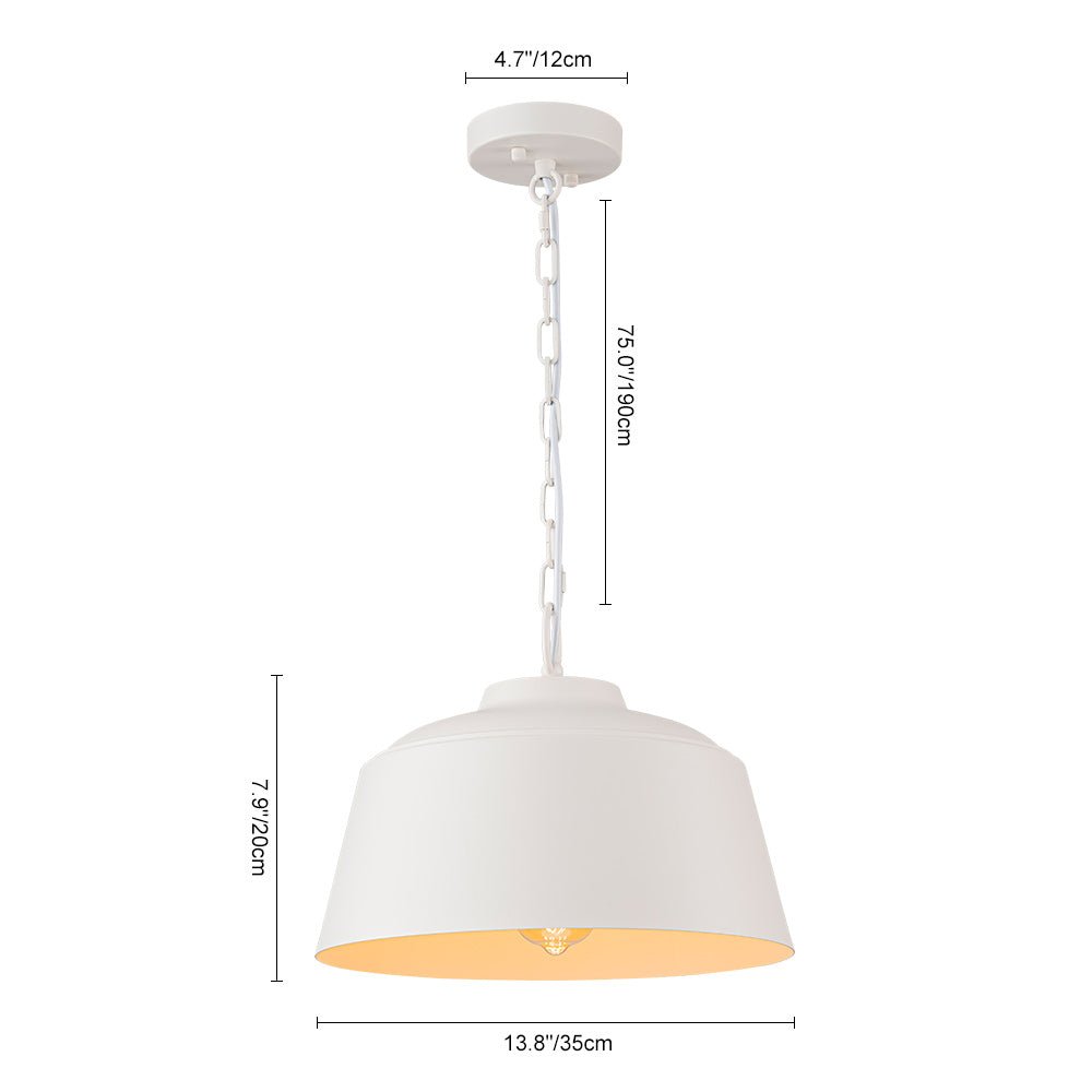 Modern Scandinavian 1-Light Matte White Metal Hanging Pendant Fixture Lighting