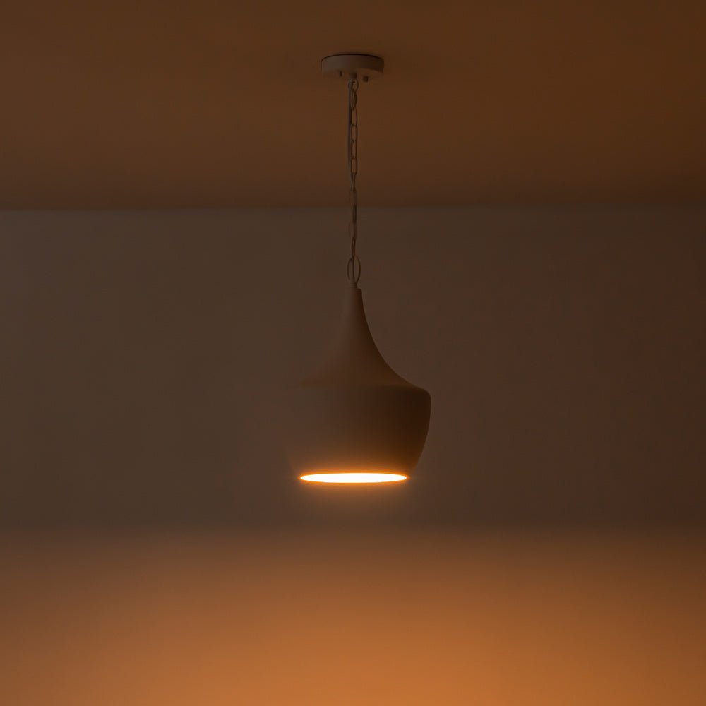 Modern Scandinavian 1-Light Matte White Metal Hanging Pendant Fixture Lighting