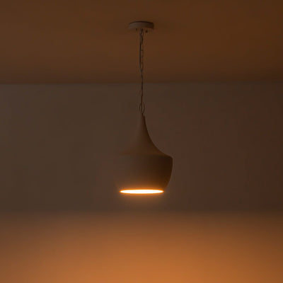 Modern Scandinavian 1-Light Matte White Metal Hanging Pendant Fixture Lighting