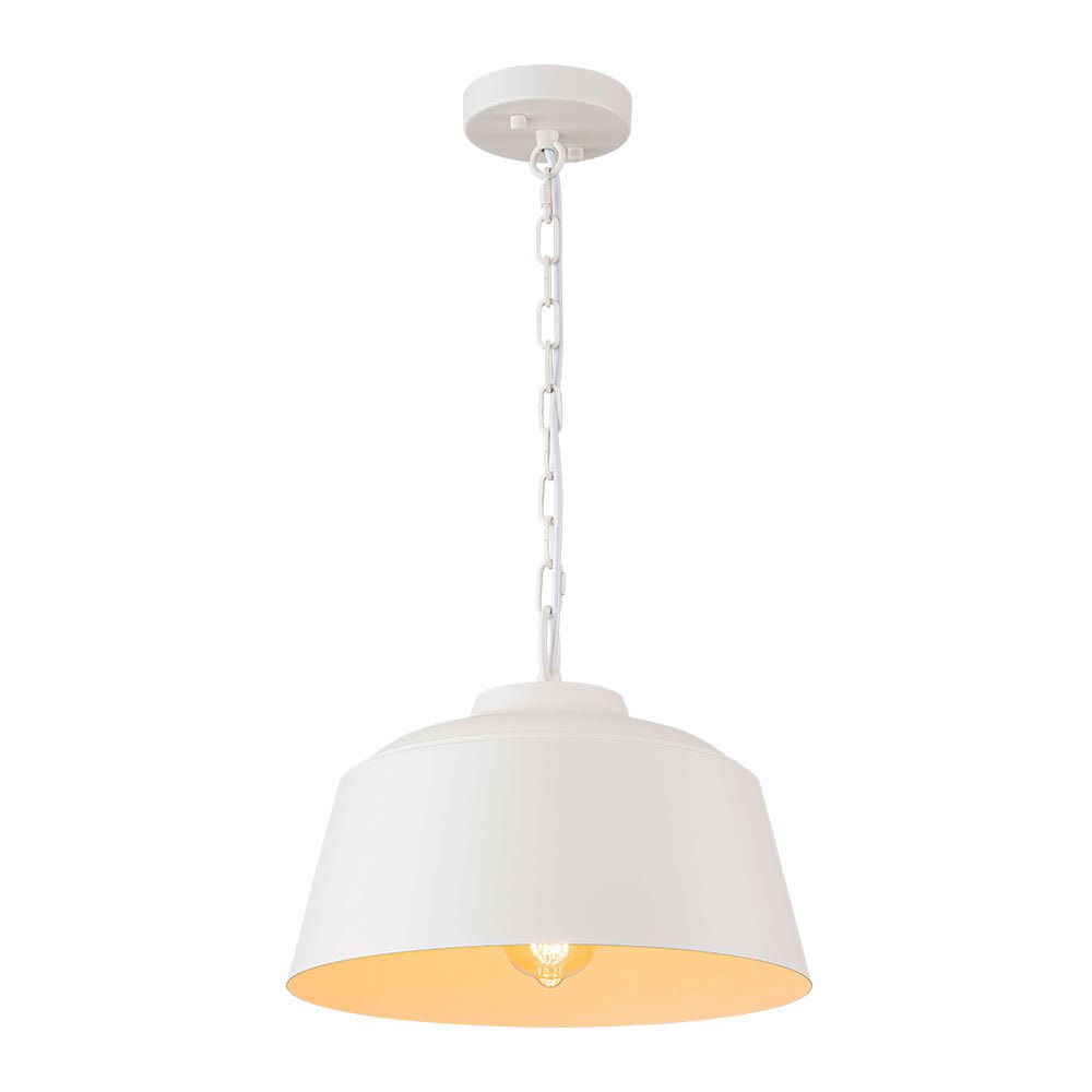 Modern Scandinavian 1-Light Matte White Metal Hanging Pendant Fixture Lighting