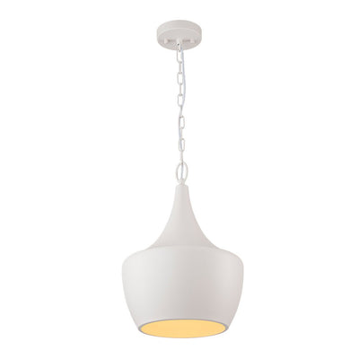 Modern Scandinavian 1-Light Matte White Metal Hanging Pendant Fixture Lighting