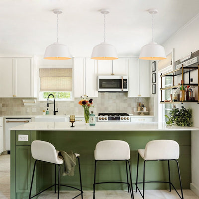 Modern Scandinavian 1-Light Matte White Metal Hanging Pendant Fixture Lighting