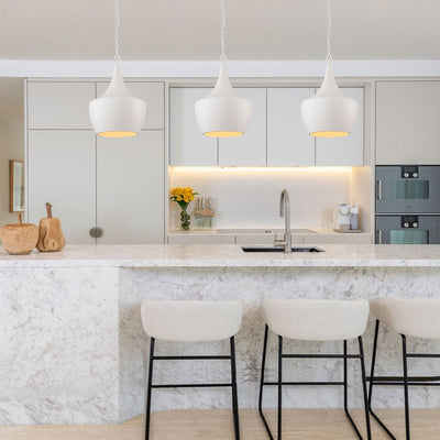 Modern Scandinavian 1-Light Matte White Metal Hanging Pendant Fixture Lighting
