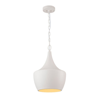 Modern Scandinavian 1-Light Matte White Metal Hanging Pendant Fixture Lighting