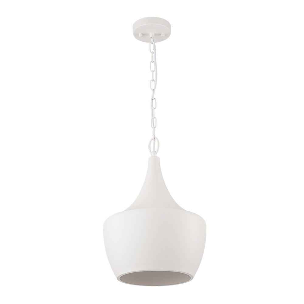 Modern Scandinavian 1-Light Matte White Metal Hanging Pendant Fixture Lighting