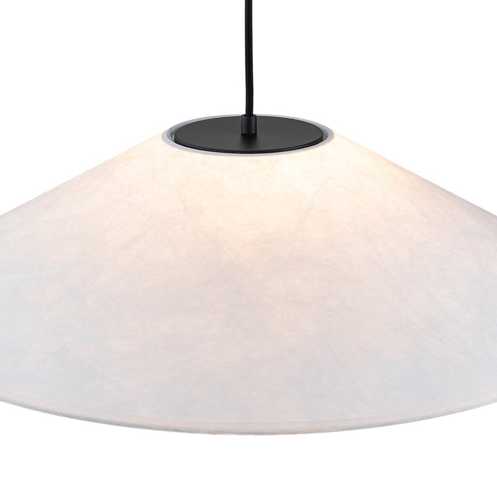Nordic Umbrella Paper Pendant Light, Dimmable, Matte Black, Adjustable Single Light