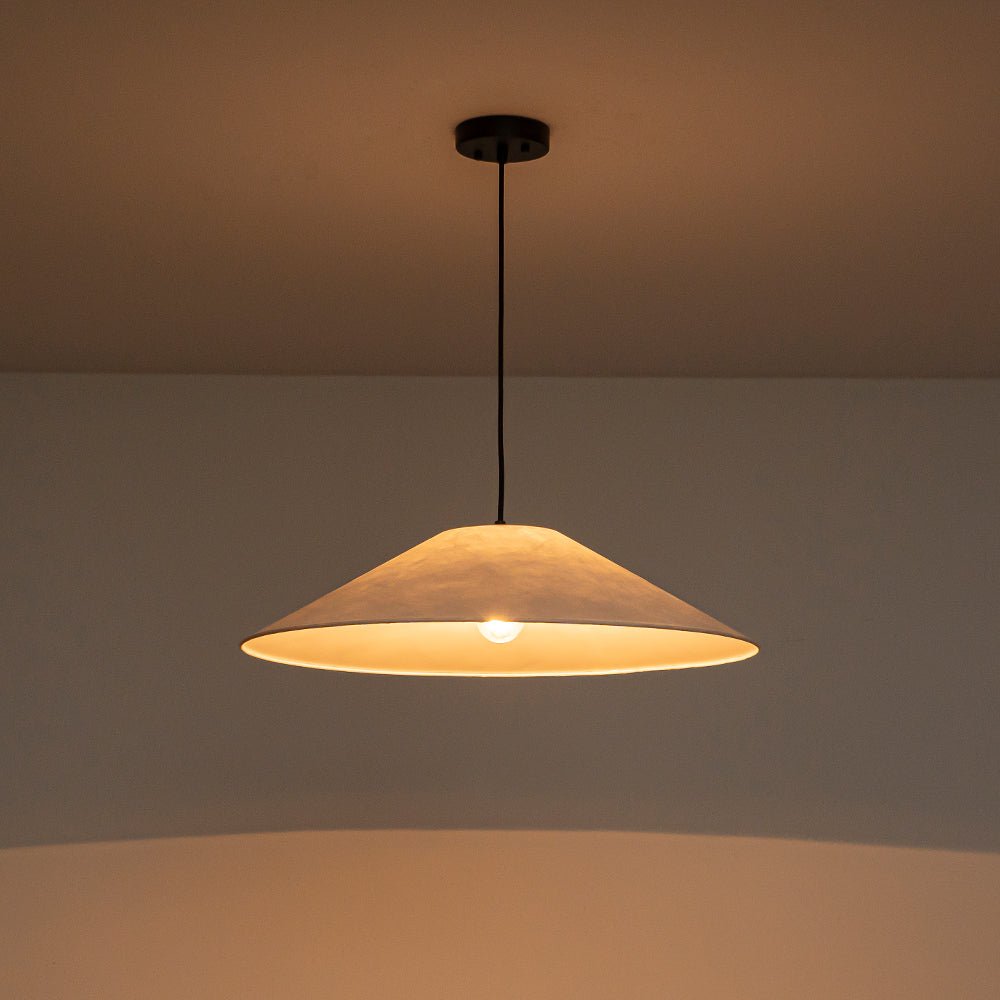 Nordic Umbrella Paper Pendant Light, Dimmable, Matte Black, Adjustable Single Light