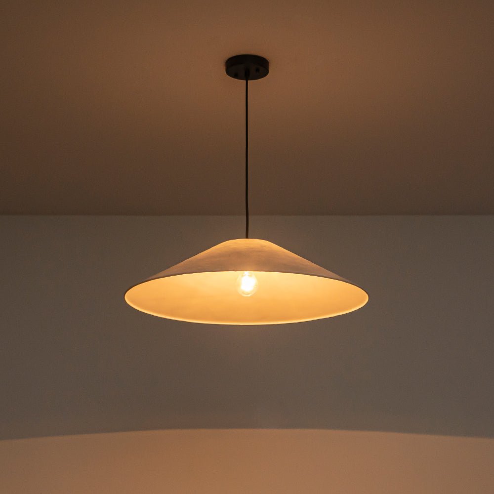 Nordic Umbrella Paper Pendant Light, Dimmable, Matte Black, Adjustable Single Light