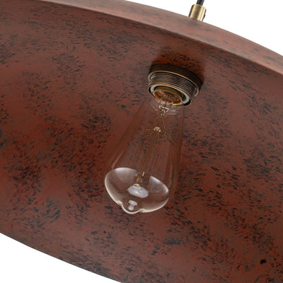 Oversized Dome Pendant Light, Industrial Modern Single Bulb Fixture, Brick Red Metal