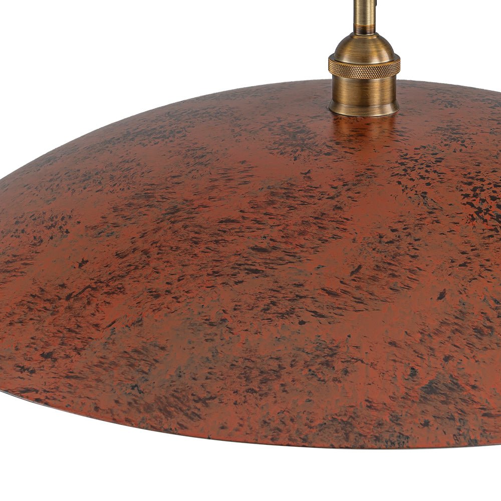 Oversized Dome Pendant Light, Industrial Modern Single Bulb Fixture, Brick Red Metal