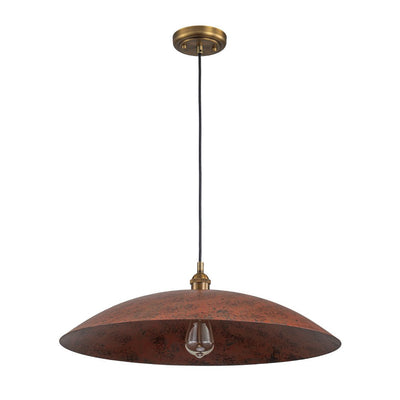 Oversized Dome Pendant Light, Industrial Modern Single Bulb Fixture, Brick Red Metal